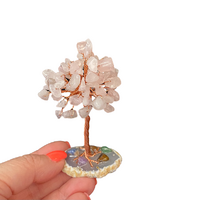 Rose Quartz Crystal Tree Includes Agate Base with Crystals