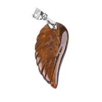 Tiger Eye Guardian Divine Light Angel Wing Necklace - Includes Leather Band 