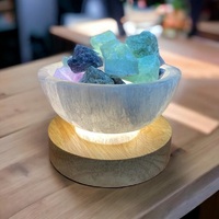 Selenite Bowl - Rainbow Fluorite Crystals