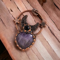 Amethyst Heart Pendant - Includes Leather Band