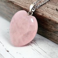 Rose Quartz Heart Necklace Includes Chain - 20mm