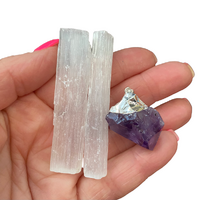 Amethyst Point Pendant Includes x2 Selenite Pieces