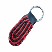 African Beaded Key Ring - Red