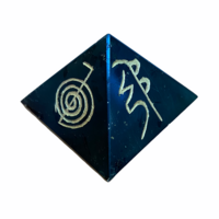 Black Tourmaline Pyramid Hand Engraved with Reiki Symbols