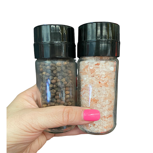 Himalayan Salt Grinder - Includes Coarse Salt & Peppercorn