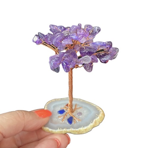 Amethyst Quartz Crystal Tree Includes Agate Base with Crystals