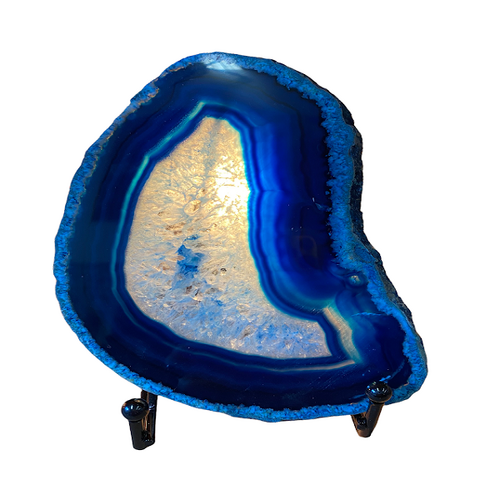 Brazilian Sliced Crystal Agate Lamp - Blue 001