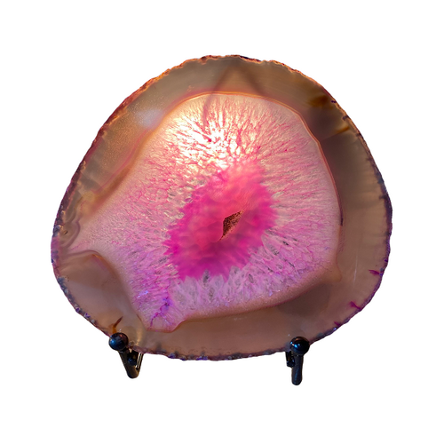 Brazilian Sliced Crystal Agate Lamp - Pink