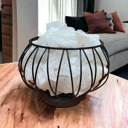 Himalayan White Salt Lamp - Pumpkin Cage