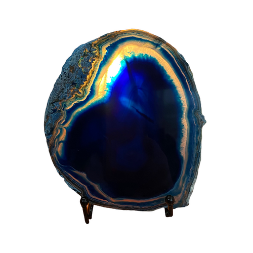 Brazilian Sliced Crystal Agate Lamp - Blue