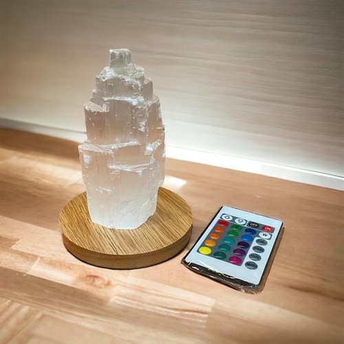 14-16cm Selenite Iceberg - Changing LED Light With Base
