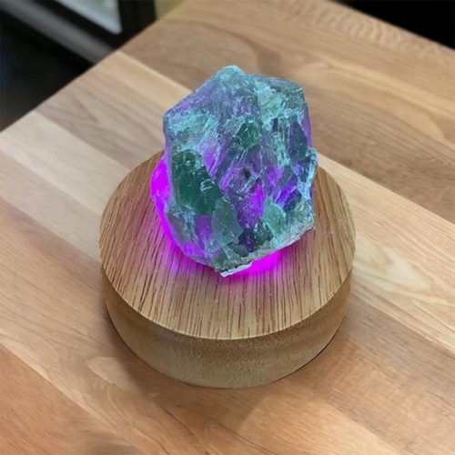 Rainbow Fluorite Rough Stone – Changing LED Light Base