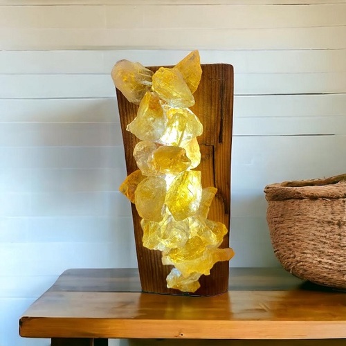 Citrine Quartz Crystal Lamp - Handcrafted With Love