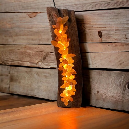 Tangerine Quartz Crystal Lamp - Handcrafted With Love