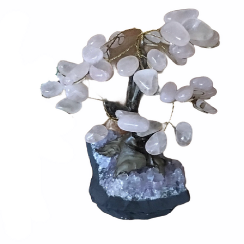 Rose Quartz Crystal Tree Includes Amethyst Base