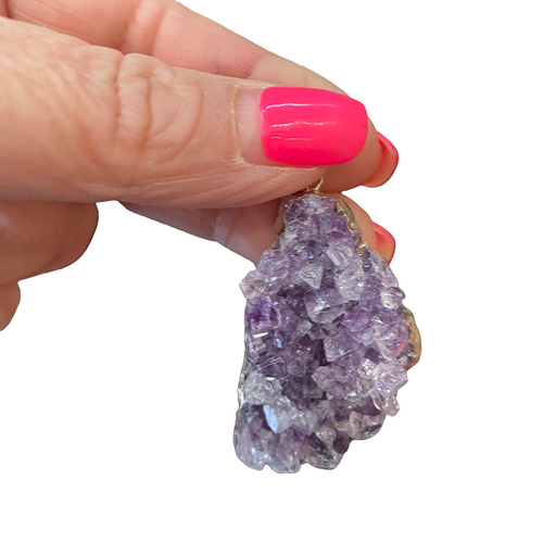 Amethyst Cluster Pendant Includes Chain - 005