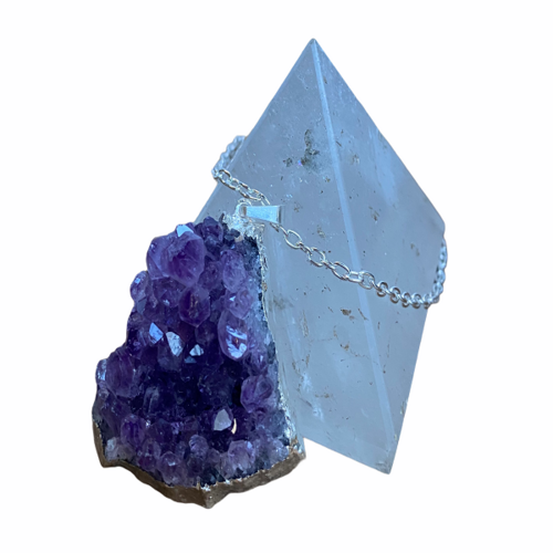 Amethyst Cluster Pendant with Chain - 008