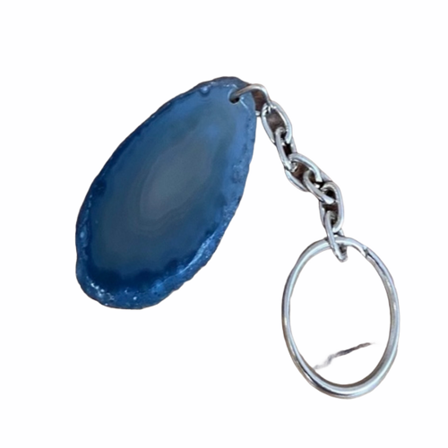Agate Coloured Key Ring - Blue Grey