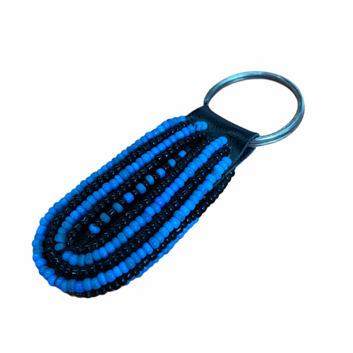 African Beaded Key Ring - Blue